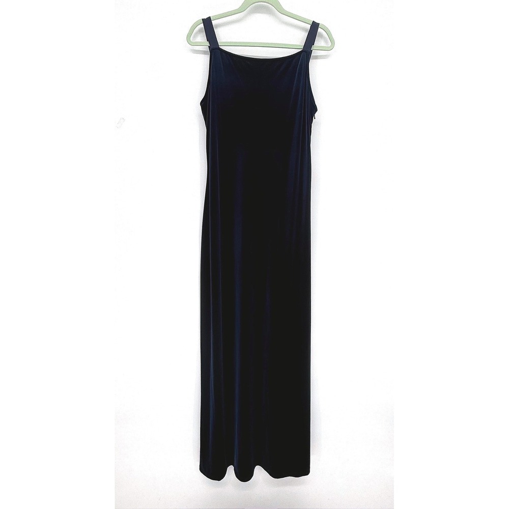 Plaza South Vintage Navy-Blue Velvet Square Neck Maxi Dress Size 14